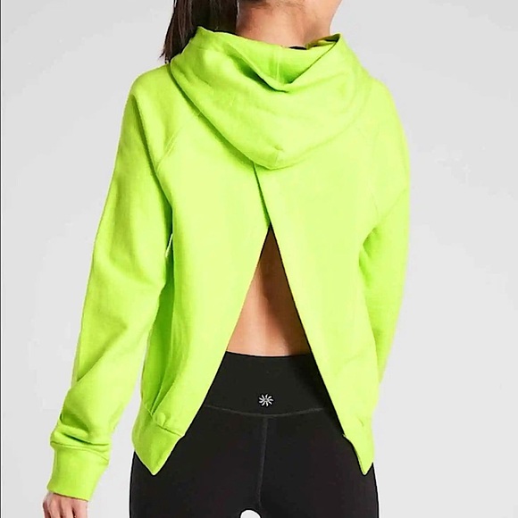 Athleta Tops - Athleta Slit Back Hooded Sweatshirt! Neon Green